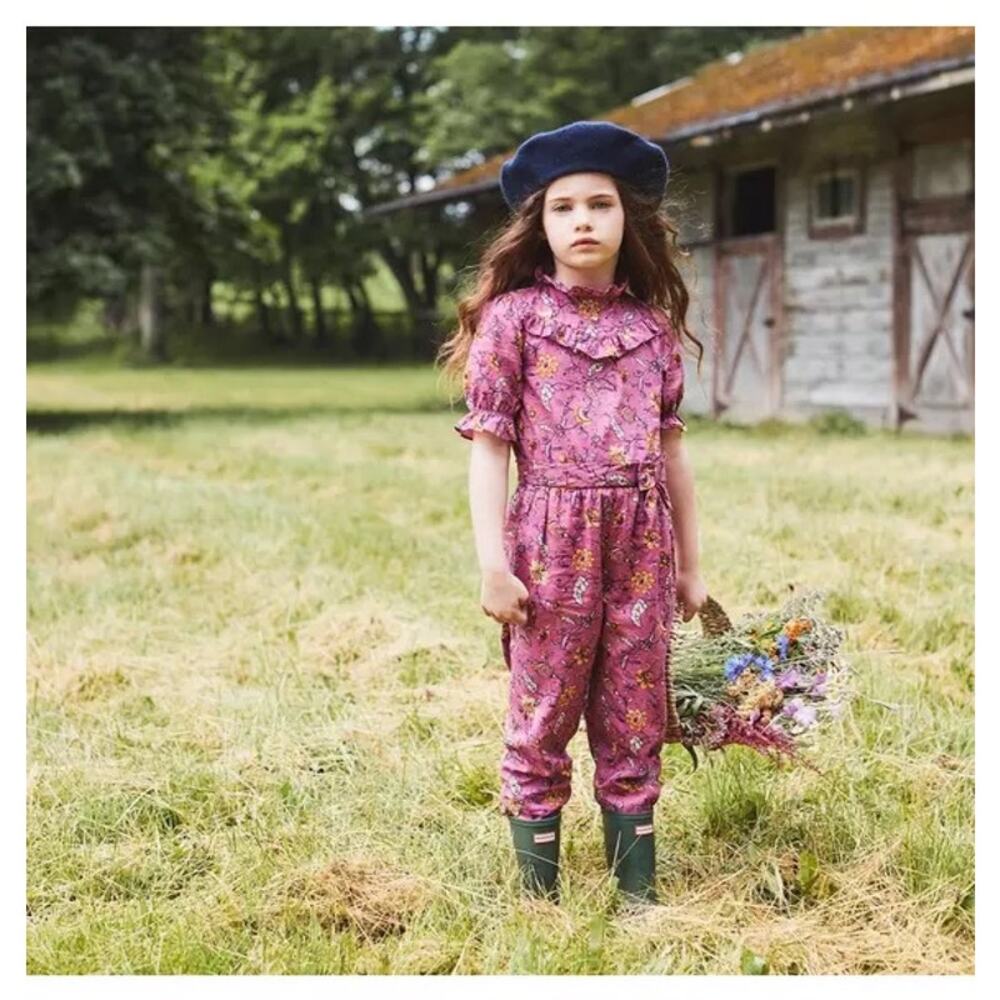 Girls' Janie and Jack Floral Ruffle Neck Cotton Jumpsuit Size 12 Garden Party - Picture 3 of 11